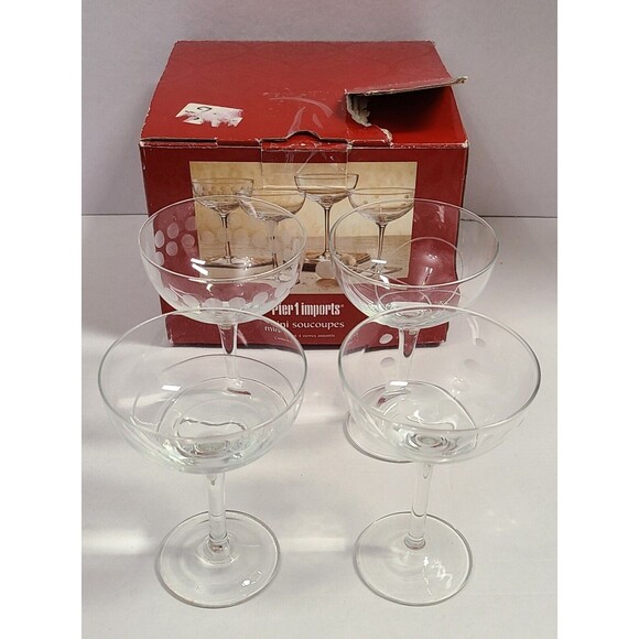 Pier 1 Set of 4 Mini Glass Saucers Assorted Design in Original Box Discontinued - Picture 3 of 7